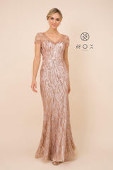 Long Prom Dress Sequin Print Trumpet Gown
