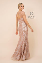 Long Prom Dress Sequin Print Trumpet Gown