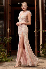 Cinderella Divine CD248 Long Prom Formal Sequins Dress