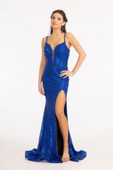 Long Sequined Mermaid  Prom Dress