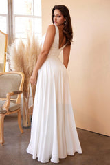 Cinderella Divine 7469W Long Simple Sleeveless Wedding Dress