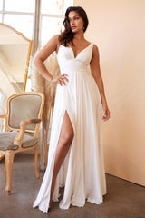 Cinderella Divine 7469W Long Simple Sleeveless Wedding Dress