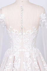 Appliques met lange mouwen kant tule a-line trouwjurk