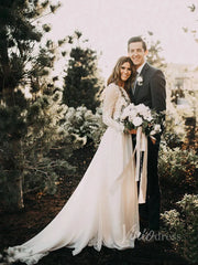 Long Sleeve Boho Wedding Dresses Rustic Country Wedding Dress Viniodress VW1111
