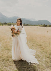 Long Sleeve Boho Wedding Dresses Rustic Country Wedding Dress Viniodress VW1111