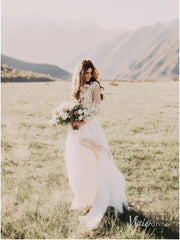 Long Sleeve Boho Wedding Dresses Rustic Country Wedding Dress Viniodress VW1111
