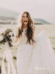 Long Sleeve Boho Wedding Dresses Rustic Country Wedding Dress Viniodress VW1111