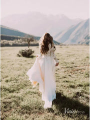 Long Sleeve Boho Wedding Dresses Rustic Country Wedding Dress Viniodress VW1111