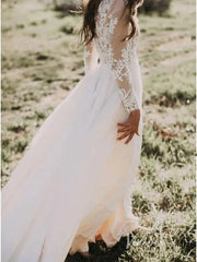 Long Sleeve Boho Wedding Dresses Rustic Country Wedding Dress Viniodress VW1111