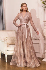 Cinderella Divine CD233 Long Sleeve Formal Dress Evening Gown