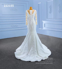 Long Sleeve Lace Mermaid Wedding Dresses 222155