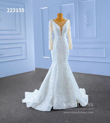Long Sleeve Lace Mermaid Wedding Dresses 222155