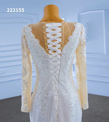Long Sleeve Lace Mermaid Wedding Dresses 222155