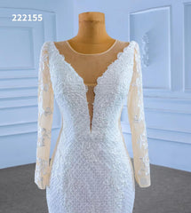 Long Sleeve Lace Mermaid Wedding Dresses 222155