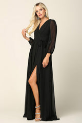 Long Sleeve Mother of the Bride Chiffon Dress