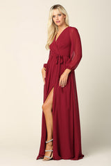 Long Sleeve Mother of the Bride Chiffon Dress