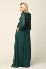 Long Sleeve Mother of the Bride Chiffon Dress