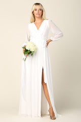 Long Sleeve Mother of the Bride Chiffon Dress