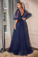 Cinderella Divine CD0182 Long Sleeve Mother of the Bride Long Tulle Dress