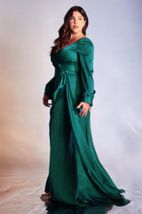 Cinderella Divine CD7478C Long Sleeve Plus Size Evening Gown