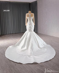 Long Sleeve Satin Mermaid Wedding Dresses Corset Back 241108