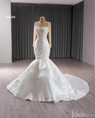 Long Sleeve Satin Mermaid Wedding Dresses Corset Back 241108