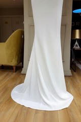 Long Sleeves Mermaid Prom Dress Satin Evening Dress White