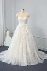 Lange lieverd Backless Appliques Lace Tule A-lijn trouwjurk
