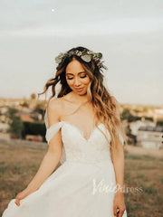 Long Tulle Simple Beach Wedding Dresses Off the Shoulder VW1135
