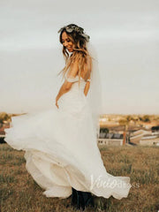 Long Tulle Simple Beach Wedding Dresses Off the Shoulder VW1135