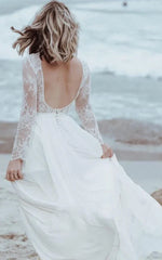 Lace Bateau A Line Tulle Floor-length Wedding Dress with Split Front and Pleats
