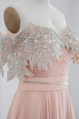 Lotus Off The Shoulder A Line Evening Dress with Chiffon Appliques