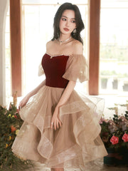 A-line Tulle Ruffle Cute Sweetheart Homecoming Dresses
