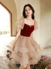 A-line Tulle Ruffle Cute Sweetheart Homecoming Dresses