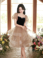A-line Tulle Ruffle Cute Sweetheart Homecoming Dresses