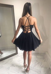 Plunging V-Neck Chiffon Short Prom Dresses, Simple Evening Dresses