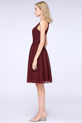 Lovely Floral Lace Halter Short Bridesmaid Dress