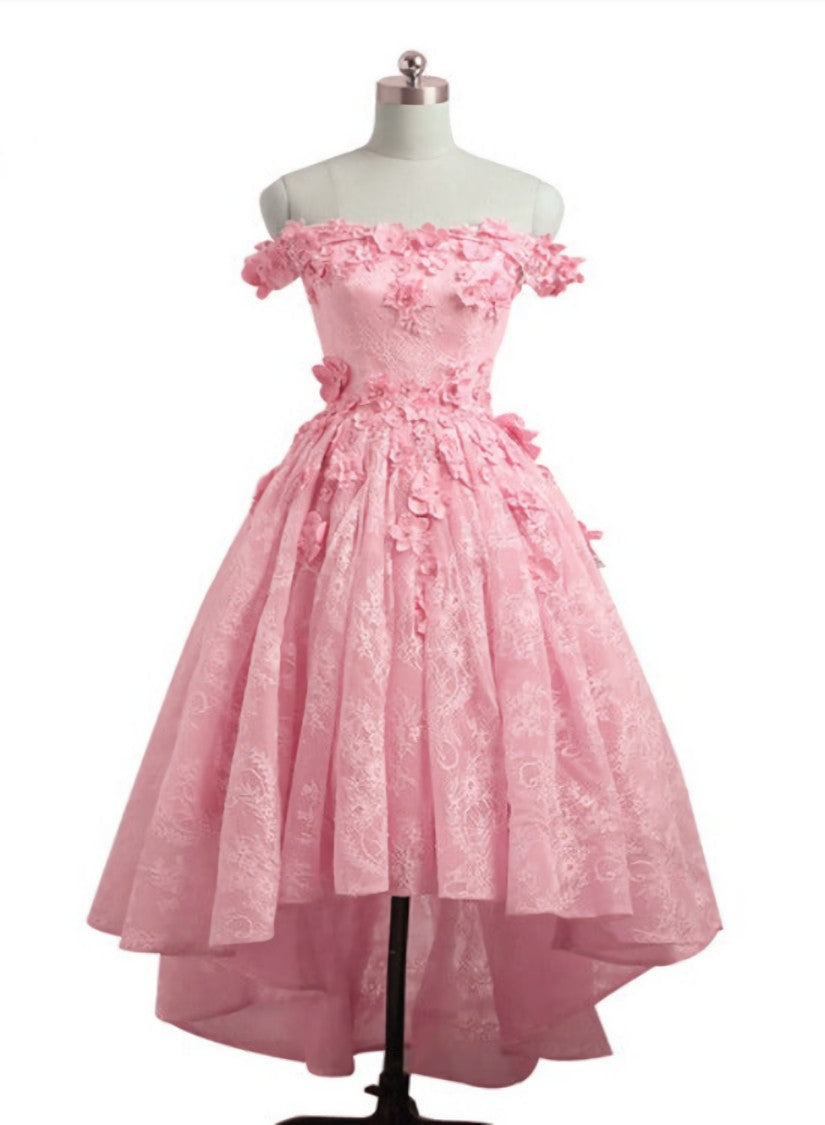 Belle robe de retour en dentelle en dentelle, robe formelle basse haute