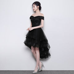 Belle robe de retour à la maison Black Black High Low, robes de fête