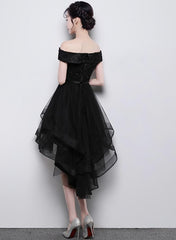 Belle robe de retour à la maison Black Black High Low, robes de fête