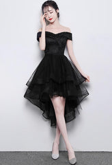 Belle robe de retour à la maison Black Black High Low, robes de fête