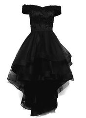 Belle robe de retour à la maison Black Black High Low, robes de fête