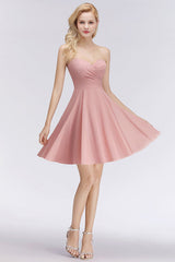 Lovely Sweetheart Pink Bridesmaid Dresses Short