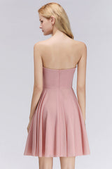 Lovely Sweetheart Pink Bridesmaid Dresses Short