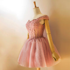Jolie mini-robe de fête à paupile rose clair tulle, belle robe à lacets à lacets épaule