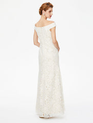 Aimishang Sheath / Column Mother of the Bride Dress Elegant Off Shoulder Floor Length Lace Short Sleeve No with Lace