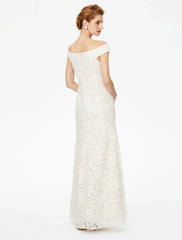Aimishang Sheath / Column Mother of the Bride Dress Elegant Off Shoulder Floor Length Lace Short Sleeve No with Lace