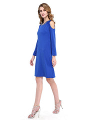 Aimishang Sheath / Column Mother of the Bride Dress Elegant Jewel Neck Knee Length Jersey Long Sleeve No with Beading