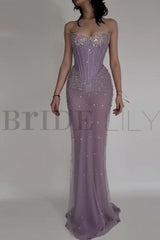 Luxurious Mermaid Crystal Beaded Embroidered Corset Prom Dress