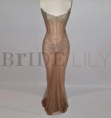 Luxurious Mermaid Crystal Beaded Embroidered Corset Prom Dress